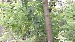 Redheaded Hot Pisses Big And Rough Into Trees